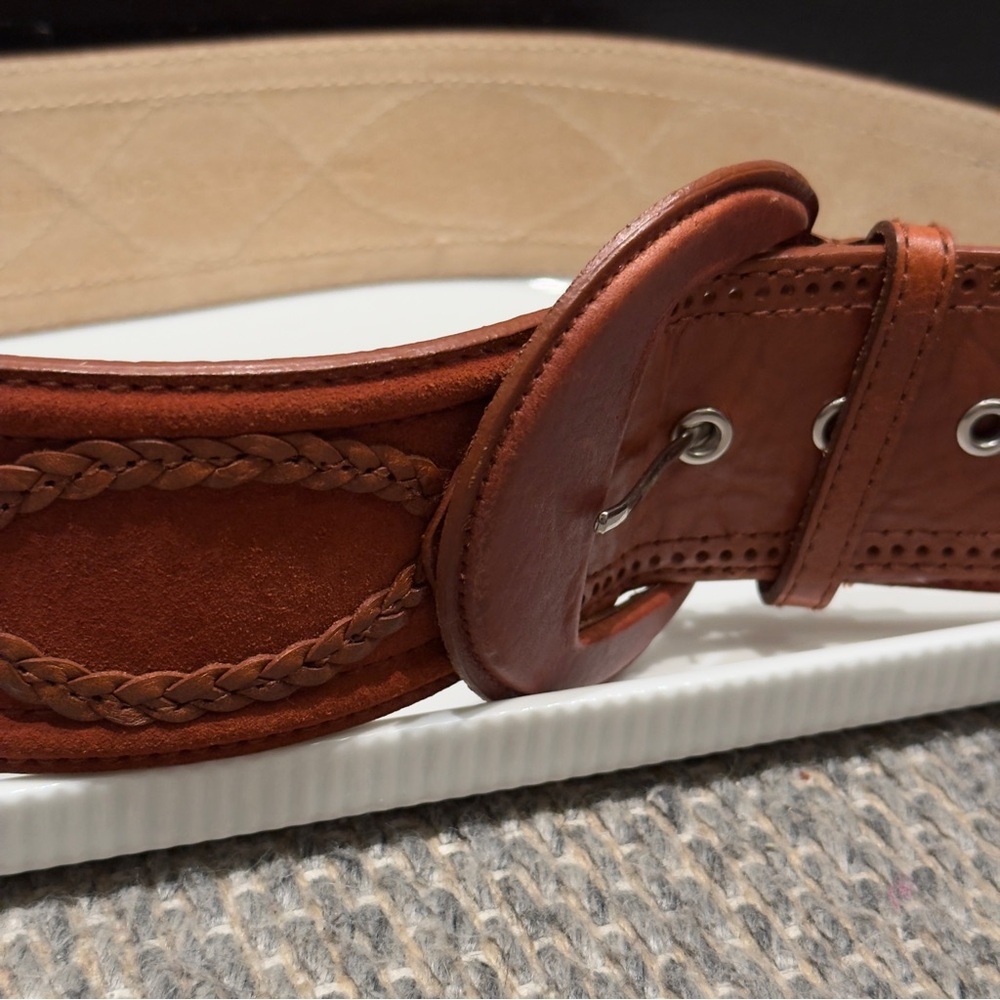 Another Line Inc Western Wide Brown Leather Belt Size L Women’s - Picture 4 of 9